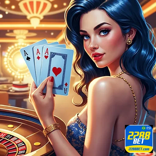 Imagem de casino com o logo do site 2288bet, promovendo jogos de azar online de forma segura e confiável.